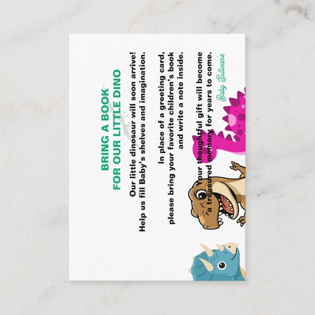 Recepción Tarjeta de solicitud de bebé de dinosaurio lindo  (Anverso)