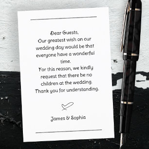 Recepción Tarjeta de solicitud de bodas sin niños