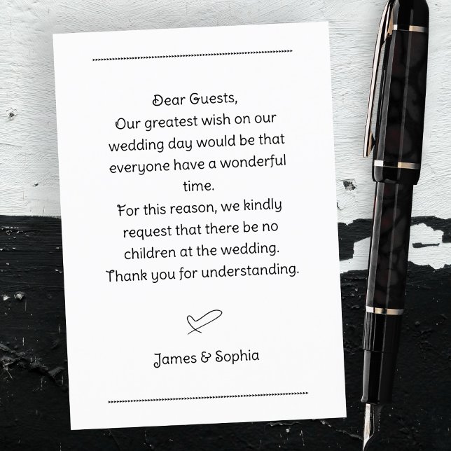 Recepción Tarjeta de solicitud de bodas sin niños (Subido por el creador)