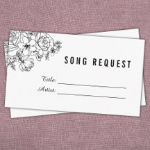 Tarjeta de solicitud de canción floral moderna en