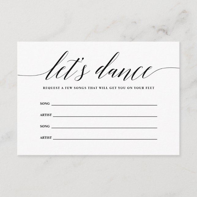 Recepción Tarjeta de solicitud de canción Let's Dance (Anverso)