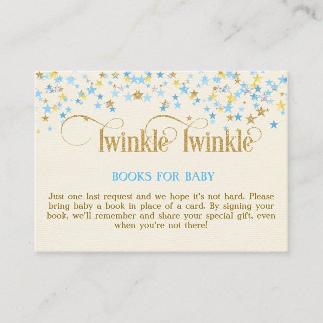 Recepción Tarjeta de solicitud de libro azul dorado Twinkle  (Anverso)
