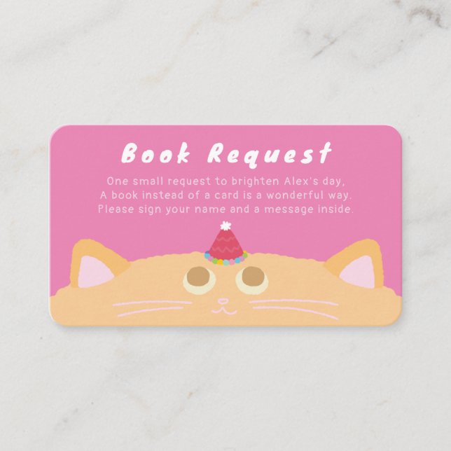 Recepción Tarjeta de solicitud de libro de gato naranja lind (Anverso)