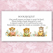 Tarjeta de solicitud de libro para baby shower de