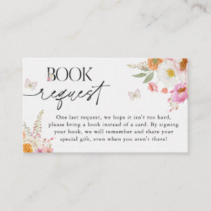 Recepción Tarjeta de solicitud de libro para baby shower Flo
