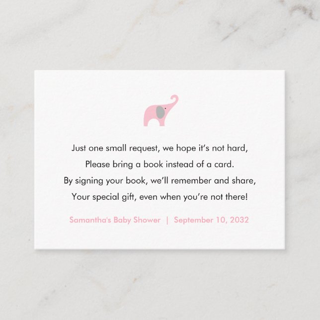 Recepción Tarjeta de solicitud de libros para elefantes rosa (Anverso)