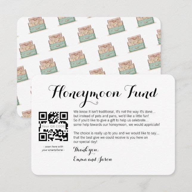 Recepción Tarjeta de solicitud de luna de miel para boda (Anverso / Reverso)