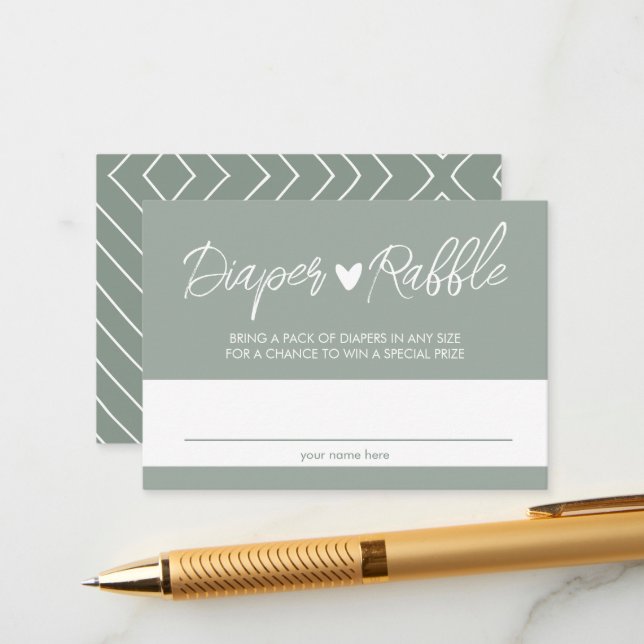 Recepción Tarjeta de solicitud de pañales Boho Sage Green (Anverso/Reverso In Situ)