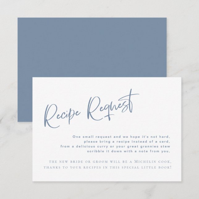 Recepción Tarjeta de solicitud de receta de Denim Blue Brida (Anverso / Reverso)