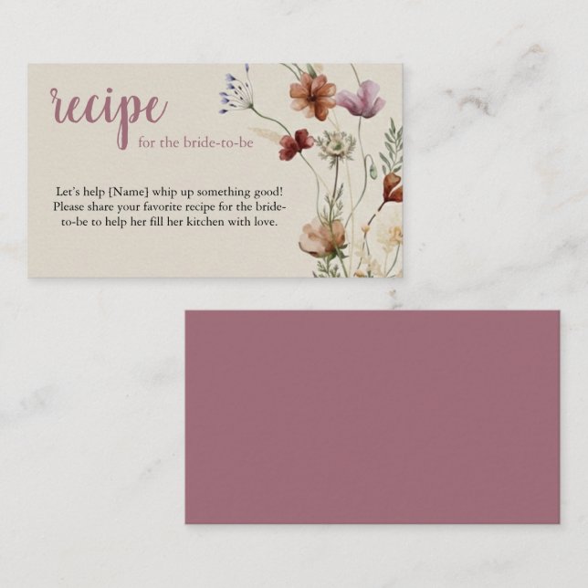 Recepción Tarjeta de solicitud de receta de flores silvestre (Anverso / Reverso)
