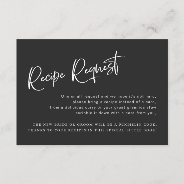 Recepción Tarjeta de solicitud de receta para ducha de novia (Anverso)