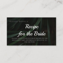 Tarjeta de solicitud de receta para ducha de novia