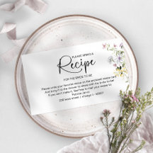 Tarjeta de solicitud de receta para ducha de novia