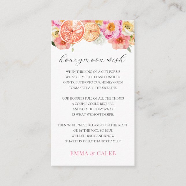 Recepción Tarjeta de solicitud de regalo de miel de cítricos (Anverso)