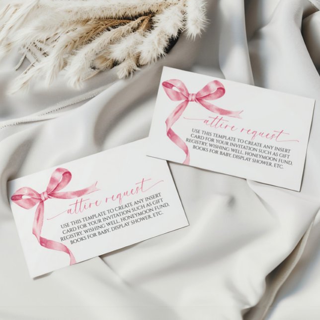 Recepción Tarjeta de solicitud de vestimenta con lazo rosa (Subido por el creador)