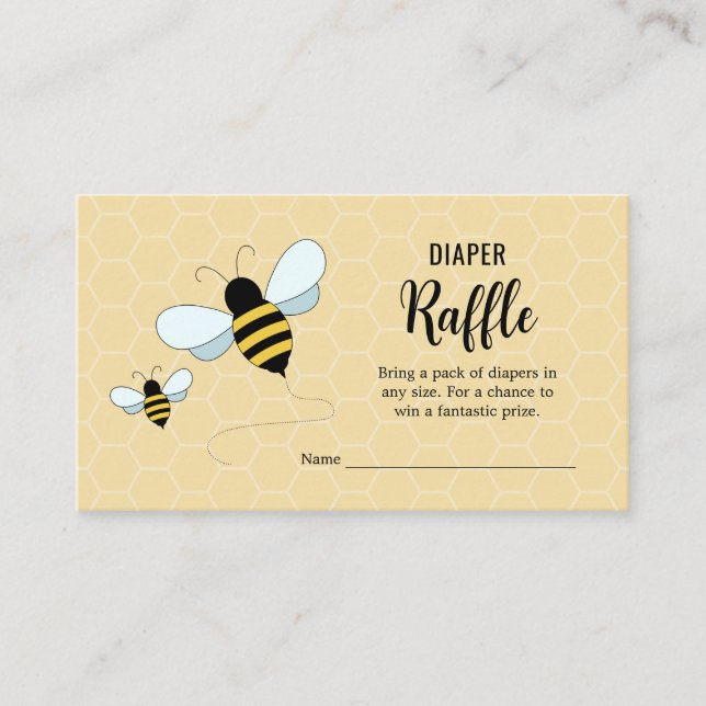 Recepción Tarjeta de Sorteo de Pañales Abejas Shower de Bebe (Anverso)