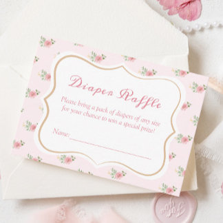 Recepción Tarjeta de sorteo de pañales para baby shower de t