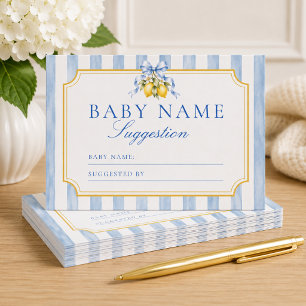 Recepción Tarjeta de Sugerencia de Nombre de Baby Shower Lim