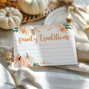 Recepción Tarjeta de tradiciones familiares de la calabaza p