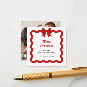 Recepción Tarjeta de vacaciones Red Bow Mini Photo Navidad