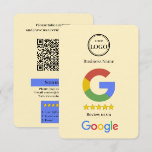 Recepción Tarjeta de visita con código QR de reseña de Googl