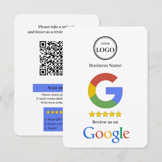 Recepción Tarjeta de visita con enlace de código QR para res (Anverso / Reverso)