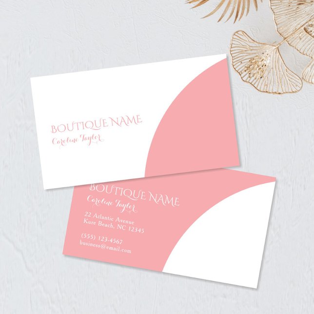 Recepción Tarjeta de visita rosa simple de boutique de bloqu (Subido por el creador)