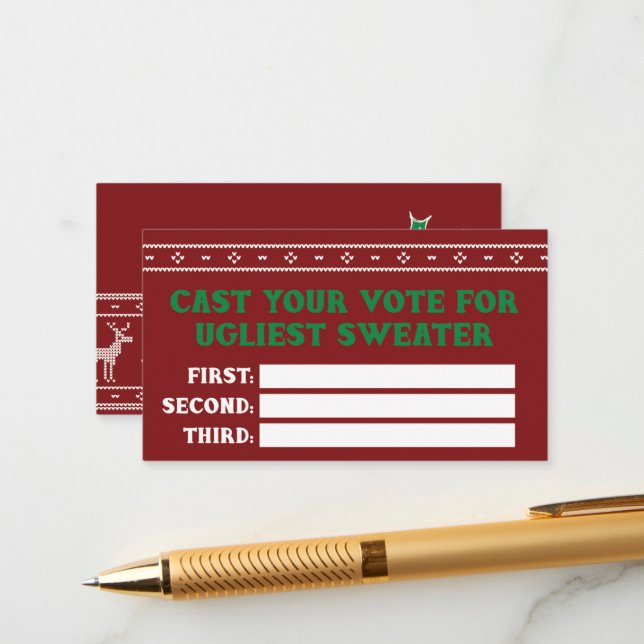 Recepción Tarjeta de voto Fiesta para Navidades feos (Anverso/Reverso In Situ)