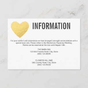 Recepción Tarjeta del recinto de información   Boda   Corazó
