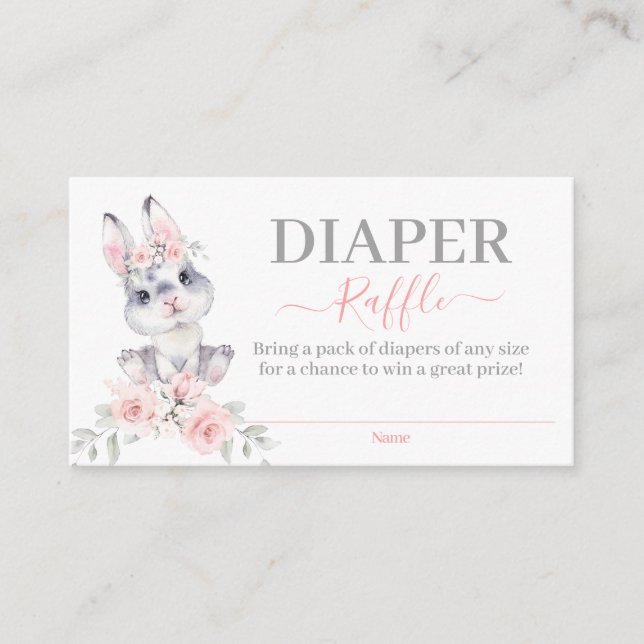 Recepción Tarjeta Diaper Raffle, Chica de Baby Shower para c (Anverso)