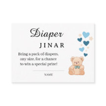 Tarjeta dulce de rifa de pañales para baby shower