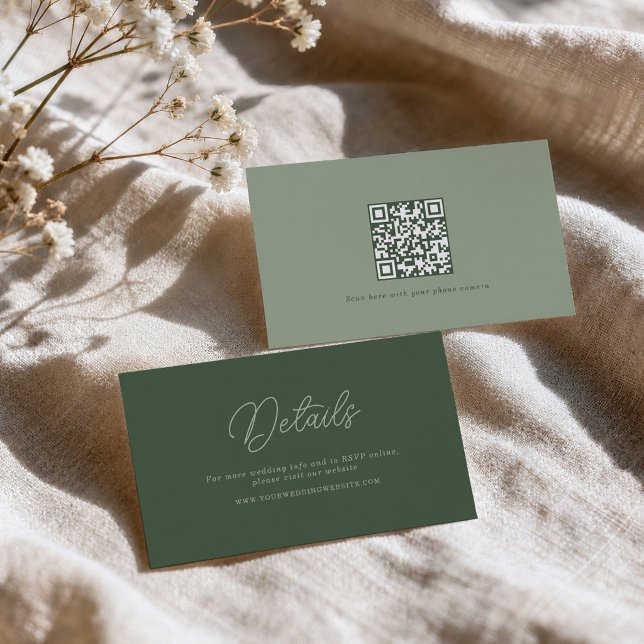 Recepción Tarjeta elegante de detalles de boda con código QR (Subido por el creador)