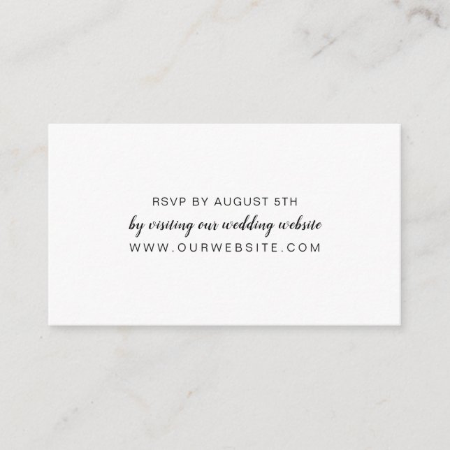 Recepción Tarjeta en línea RSVP de boda blanca (Anverso)
