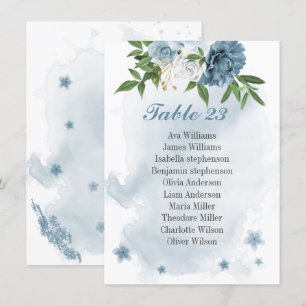 Recepción tarjeta gráfica azul de flores blancas verdes