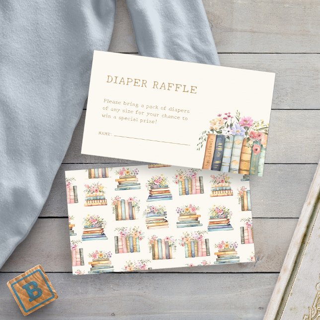 Recepción Tarjeta Incluida Sorteo de Pañales de Libros (Books Baby Shower Diaper Raffle Enclosure Card by Painted Paperie
)