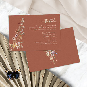Recepción Tarjeta Informativa de Detalles de Boda Boho de Te
