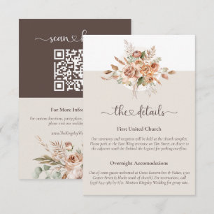 Recepción Tarjeta Informativa de Detalles de Boda Floral en