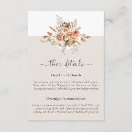 Recepción Tarjeta Informativa de Detalles de Boda Floral en