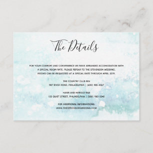 Recepción Tarjeta insertable de detalles de boda en azul cla