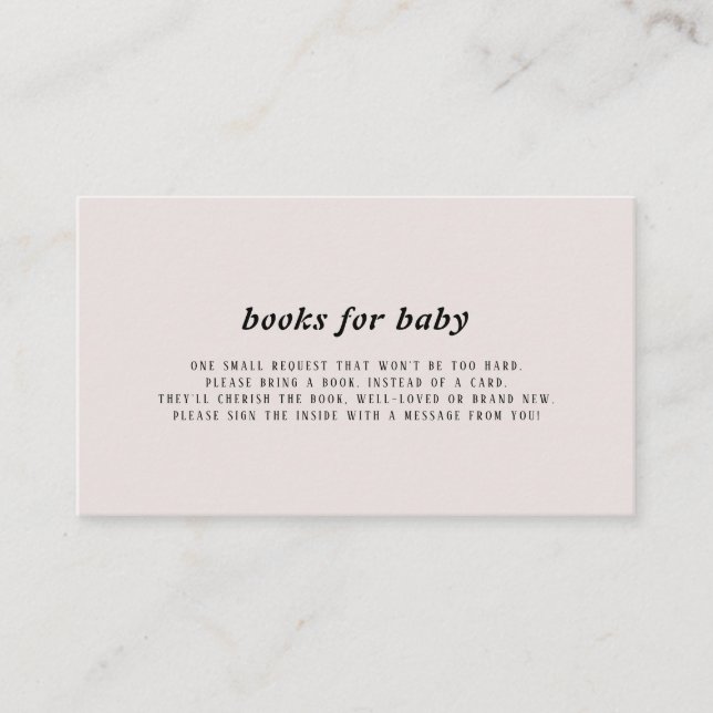 Recepción Tarjeta Insertable de Libros Modernos para Bebé (Anverso)