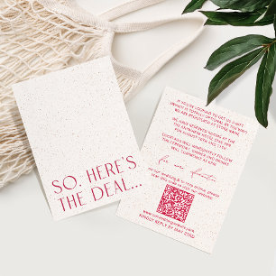 Recepción Tarjeta mínima de detalles del Boda magenta Código