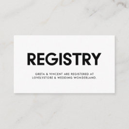 Recepción Tarjeta moderna de registro de bodas minimalistas