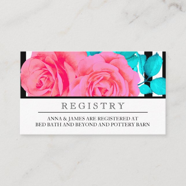 Recepción Tarjeta moderna de registro de Bodas rosa rosa (Anverso)