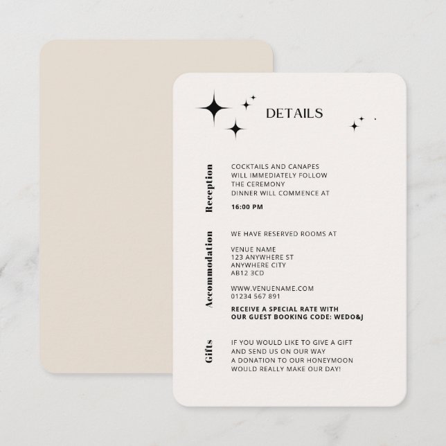 Recepción Tarjeta OLIVIA moderna de clausura celeste de marf (Anverso / Reverso)