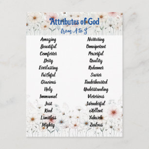 Recepción Tarjeta Personalizable de Atributos de Dios Alfabe
