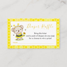 Tarjeta Raffle de Diaper de Teddy Bear Bumblebee
