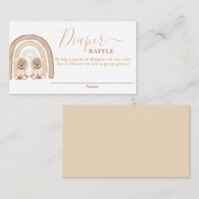 Recepción Tarjeta Raffle de oso de peluche y arcoiris para g (Anverso / Reverso)