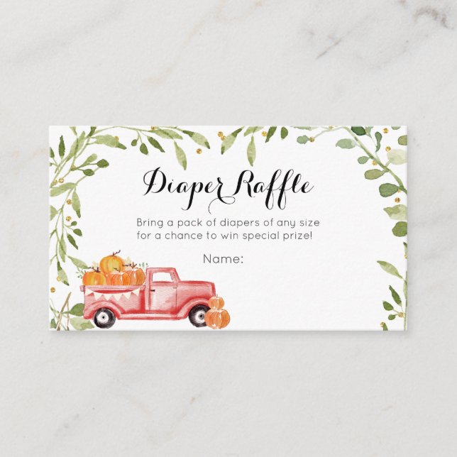 Recepción Tarjeta Raffle de pañal Baby Shower para calabaza  (Anverso)