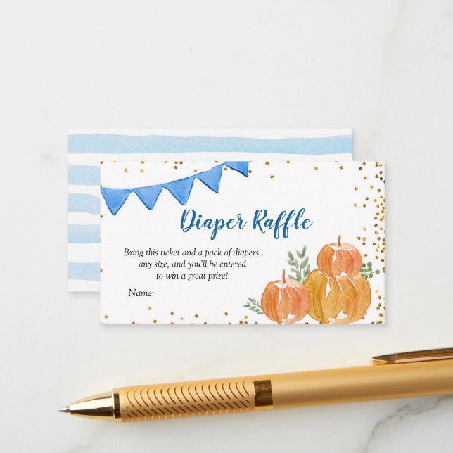 Recepción Tarjeta Raffle de pañal de calabaza azul (Anverso/Reverso In Situ)