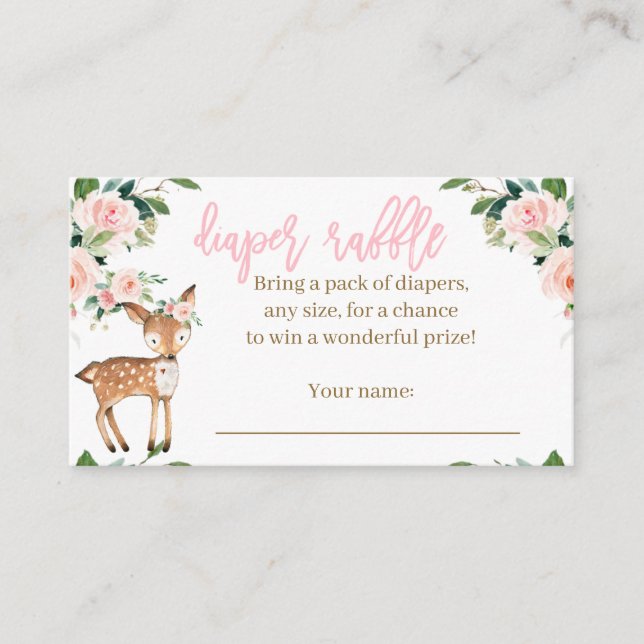 Recepción Tarjeta Raffle de pañal para animales de Woodland  (Anverso)